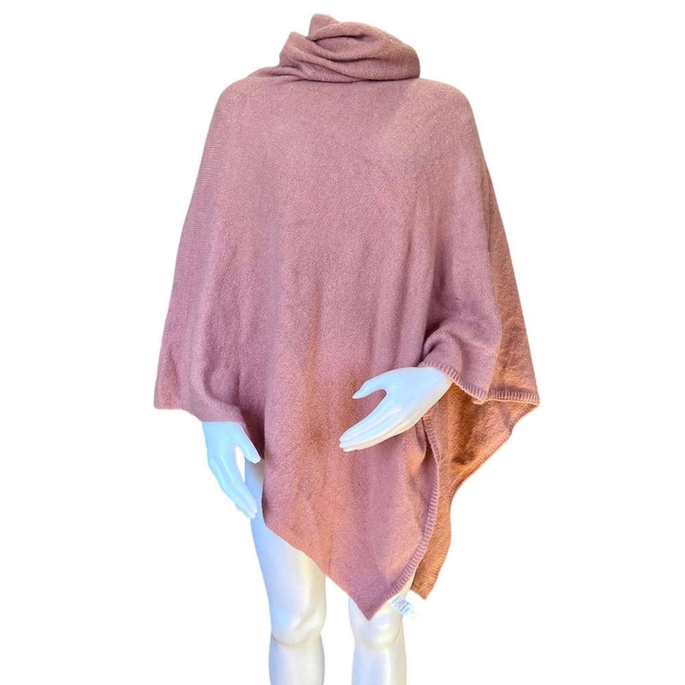 Ann Taylor NEW Womens Rose Pink Knit‎ Turtleneck Poncho Cape Sweater M/L Spring